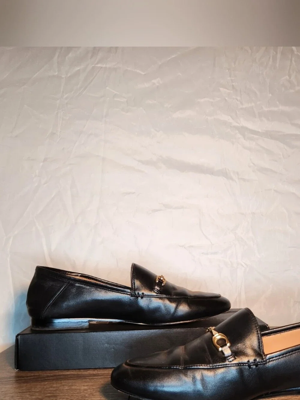 Coach Womens Black Leather Horsebit Loafers